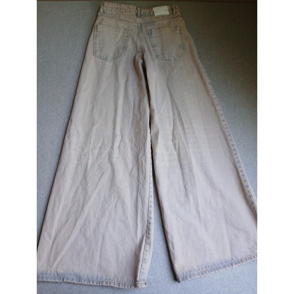 Zara Jeans 4 Super Wide Leg Baggy Distressed Grunge Skater Retro Light Wash